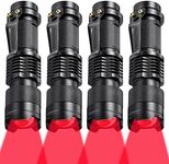 Honoson 4 Pieces Red Flashlight for Night LED Single Mode Light Red One Mode LED Torch Scalable Red Light Flashlight for Astronomy Aviation Night Observation