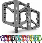 BUCKLOS Mountain Bike Pedals MTB Pedals Flat, Bicycle Road Bike Adult Large Platform Pedal with Non-Slip Grips for Gravel/Ebike/Hybrid Bikes/Beach Cruiser(9/16 Nylon Grey)