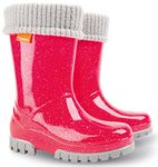 Demar Toddlers Kids Boys Girls 2-10yrs Wellies Rain Boots Children Wellington Warm Lined (Pink Hot, 8.5/9 UK Child, numeric_8_point_5)