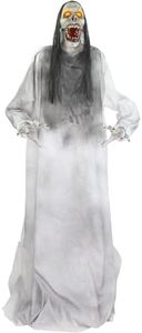 Haunted Hill Farm 5.9 ft. Animatronic Lurching Woman by Tekky, Halloween Animatronic, Scary Indoor House Prop & Decoration, Creepy Occult Horror Decor with Motion-Activated Lights & Sound, Life-Size