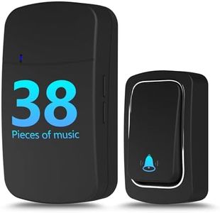 Wireless self generating doorbell, battery free, waterproof design, adjustable volume, 38 ringtones, 1000 feet long coverage, suitable for indoor and outdoor use, black
