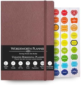 Wordsworth Undated Planner 2021-2022 - Weekly, Monthly, Yearly Planning, Organizer Notebook; Increase Productivity, Time Management - Journal; Hit Your Goals - Thick Paper (120GSM) A5, Brown