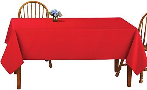 Collections Etc Basic Solid Color Rectangular Tablecloth Linen, 60" W x 90" L - Fits All Common Sized Rectangular Tables, Durable Hand Washable or Machine Washable, Red, 60" X 90"