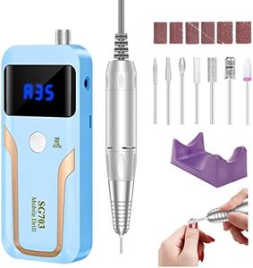 MOCOWIND Portable Nail Drill Professional, 35000 RPM Rechargeable Electric File Machine E for Acrylic Nails Gel Polishing Removing, Cordless Efile with Bits Kit Manicure Salon Home, Blue