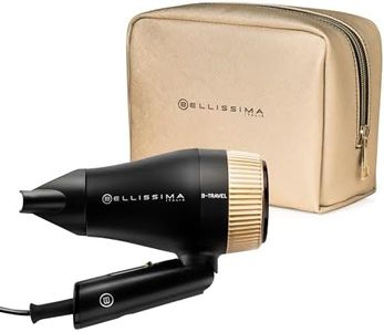 Bellissima B - Travel Hair Dryer with Folding Handle, 1400W Dual Voltage, Worldwide, Lightweight, Compact, 2 Heat Settings, Travel Case Included