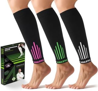 NEWZILL Calf Compression Sleeve for Men & Women | Footless Compression Socks for Shin Splint Relief, Varicose Veins | Leg Sleeve for Running, Travel, Nursing, Fitness (White/Pink/Green 3Pairs XXL)