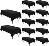 12 Pack Black Tablecloth-60 x 126Inch Rectangle Tablecloth Polyester Table Cloth for 8 Feet Rectangle Tables,Washable Fabric Table Cover for Wedding/Buffet Party/Dining Table/Events