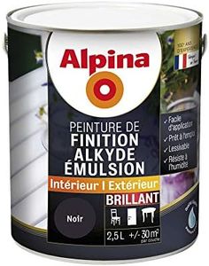 ALPINA Peinture de finition - Alkyde émulsion - Brillant Noir 2,5L 30m²