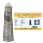 Crystal Heaven Certified Chrysoberyl Cat's Eye Crystal Tower Obelisk Point for Chakra, Healing and Balancing AAA Grade Original Certified Gemstone Agate for Reiki Meditation Yoga Spiritual(3-4 Inches)