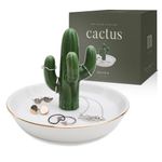 mono living Cactus Ring Holder Dish | Bathroom decor | Girls Jewelry Organizer | Engagement Ring Stand | Ceramic Kitchen Trinket Tray Earring Necklace Rack | Christmas Gift Women Teen Girlfriend