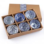 Skelang Ceramic Bowls, Japanese Pottery Bowls with Gift Box, Porcelain Serving Bowls for Rice, Soup, Dessert, Snack, 300ml/10 Oz, Set of 6