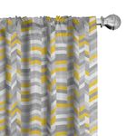 Ambesonne Grey and Yellow 2 Panel Curtain Set, Geometric Vintage 60s Home Pattern Inspired Herringbone Zig Zag Lines, Lightweight Window Treatment Living Room Bedroom Decor, 56 x 95 inches, Yellow