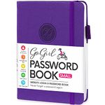 GoGirl Password Book with Alphabetical tabs – Internet Address & Password Keeper Logbook for Password Organization, Journal Notebook for Saving Website Logins. Small Size 11 x 14.5cm - Purple