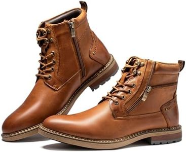 Arkbird Mens Casual Boots Genuine Leather Motorcycle Combat Chukka Zipper Ankle Dress Boot for Men