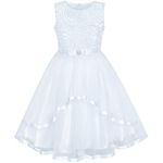 Sunny Fashion Flower Girl Dress White Wedding Party Bridesmaid Dress Size 8 Years