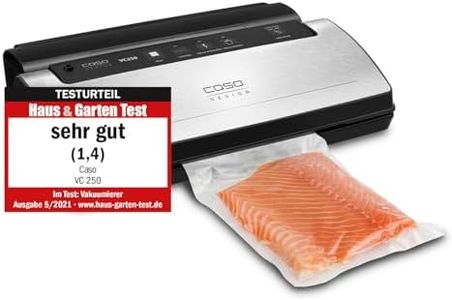 CASO VC250 Vakuumierer - Vakuumiergerät mit Folienbox, Edelstahl, Lebensmittel bleiben vakuumiert bis zu 8x länger frisch - 30cm lange und stabile Schweißnaht, inkl. 2 Profi-Folienrollen