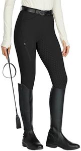 Willit Women's Riding Pants Full Seat Silicone Breeches Equestrian Horseback Riding Tights with Zipped Pocket Black M