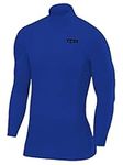 TCA Men's SuperThermal Compression Base Layer Football Running Top Long Sleeve Thermal - Mock Neck - Dazzling Blue, L