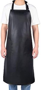 Homsolver 1 Pack Waterproof Rubber Vinyl Apron for Men with pockets, 39" Lightweight Chemical Resistant Industrial Work Apron, Adjustable Plastic Aprons for Dishwashing Butcher Dog Grooming Lab Fish
