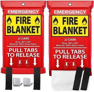 JJ CARE Fire Blanket – 2 Packs with Hooks – Emergency Fire Blanket for Home & Kitchen, High Heat Resistant Fire Suppression Blankets for Home Safety, Kitchen, and Camping