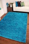 Shaggy Rug Teal Blue 963 Plain 5cm Thick Soft Pile 120cm x 170cm (4ft x 5ft 6") Modern 100% Berclon Twist Fibre Non-Shed Polyproylene Heat Set - AVAILABLE IN 6 SIZES by Quality Linen and Towels