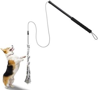 Gingull Outdoor Flirt Pole for Dogs - Interactive Toy Teaser Wand for Dogs Outdoor Chase and Tug of War Heavy Duty Dog Flirt Pole, Durable Pet Toys for Small Dogs, Black