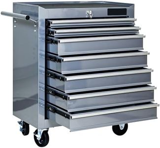 Sliver Rolling Tool Chest with Wheels,7 Drawers Toolbox on Wheels Multifunctional Rolling Tool Chests&Cabinets,Craftsman Tool Chest with Key for Garage,