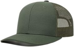 Quanhaigou Trucker Hat - Mesh Snap Back - Unisex Adjustable Baseball Cap - Outdoor Hats for Men Women, Olive Green, One Size