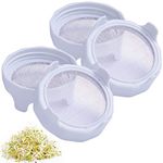 Luckyiren Sprouting Lids, Plastic Sprout Lid with Stainless Steel Screen for Wide Mouth Mason Jars, Germination Kit Sprouter Sprout Maker with Stand Tray Grow Bean, Broccoli Seeds, Alfalfa, Salad…