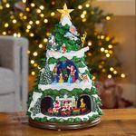 MOMENTS IN TIME Disney Licensed Animated Christmas Tree, Christmas Tabletop Decor with LED lights, 8 Classic Christmas Songs - Power Adapter (Included) (17.8" H x 11.2" W x 11.6" D)