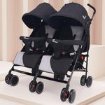 R for Rabbit Ginny and Johnny – Twin Baby Stroller & Pram Easy Foldable with Adjustable Seating Positions with Huge Storage Basket | Age 0-3 yrs & Weight Upto 20 Kg | 6 Months Warranty | (Black Grey)