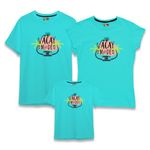 Bouncy Toonz Family T Shirts for 4 - Family Dress Set Matching 4 - Mother Daughter Dress Combo - Regular Fit Cotton Round Neck Half Sleeve(Pack of 4)-(bluevacay-ablue-4pcs)