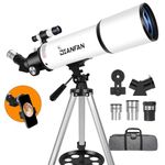 Dianfan Telescope,80mm Aperture 600mm Telescopes for Adults Astronomy,Fully Mult-Coated High Powered Refracting Telescope for Kids Beginners,Professional Telescopes with Tripod,Phone Adapter and Bag