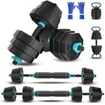 CANMALCHI Adjustable Dumbbells 20KG Kettlebell Weights Barbell Set, 6 in 1 Hand Free Weights for Home Gym, Training Lifting Body Building Workout Equipment for Men Women (Blue 20KG Kettlebell)