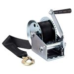 CROWNSHOP Heavy Duty Hand Winch 1000lbs Geared Hand Winch Manual Hand Winch Boat Trailer Caravan Puller Strap Marine Puller Tool with 6m Cable and 550kg Capacity
