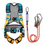 KSHOT Safety Harness Kits with Lanyard, Full Body Safety Harness for working at height Fall Arrest Protection Harness, Adjustable Climbing Harness with 2 Hook & 2m Lanyards, for Rescue, Aerial Work