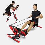 Yonxuleo 3-in-1 Foldable Rowing Machine and Ab Machine with LCD Monitor for Full Body Workout, Burning Calories and Getting Healthier,Rowing&Abdominal Trainers Machine Home Gym Fitness Equipment