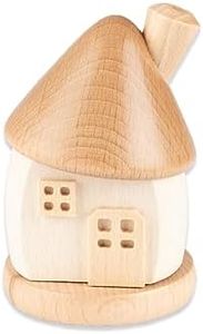 Holzwaren Egermann - Piccola casetta rotonda per incenso in bianco, in natura, ca. 9 cm, made in Germany