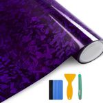 Purple Forged Carbon Fiber Vinyl Wrap, Arespark Adhesive Wrap Vinyl Roll for Full Car Wraps, Auto Interior Stickers Sheets Films Wraps Without Bubble for DIY Use 1ft x 5ft with Tools