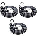 Elastic Bungee Cords, 3 Pcs 120cm Heavy Duty Bungee Ropes Straps with Hooks for Bike Car Caravan Trunks Camping RVs Luggage, Black