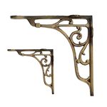 Maison Belle Vintage Old Style Shelf Support Rustproof Iron Wall Shelf Bracket - Gold Antique Finish (Size 6 Inch) Pack of 2 (Size - 6 INCH - Antique)