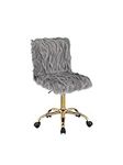 Acme Furniture Arundell Office Chair, Gray Faux Fur & Gold Finish