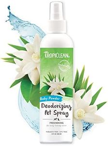 TropiClean Baby Powder Dog Perfume Spray Long Lasting | Naturally Derived Odor Removing Dog Deodorizing Spray | Cat Friendly | Made in USA | 8 oz