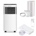 EMtronics 7,000BTU Portable Air Conditioner, Dehumidifier and Cooling Fan 3-in-1 with Remote Control, 24 Hour Timer and Air Con Window Vent Kit - White