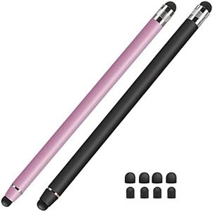 Lamkrtlp Penne per Tablet, 2 Pezzi Penna Stilo per Touch Screen 2 in 1, per tutti gli smartphone/tablet con 8 Punte di Ricambio (Nero+Rosa)