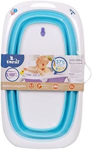 Toral Bañera Plegable Bebé con Patas Azul - Bañera Bebe con Patas Comoda, Facil de Guardar, con Tapon Indicador de Temperatura y Patas Antideslizantes - Bañera Bebé Plegable Portatil