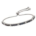 LeCalla 925 Sterling Silver Sliding Bolo Bracelet for Women | BIS Hallmarked Blue Sapphire and Cubic Zirconia Tennis Bracelet