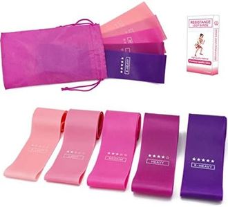 Stretch Fit Resistance Bands Set of 5 - Exercise Bands Workout Strength & Fitness Training Pilates Loop Resistance Bands Yoga Physical Therapy