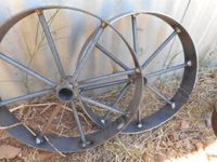 2pcs) Pair of 12" Decorative Steel Metal Wagon Wheels for Garden Carts Bar B Q Pits cookers Griddles