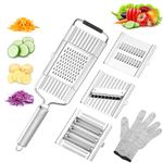 Suuker Vegetable Slicer, 4 In 1 Slicer Vegetable Cutter with Cheese Grater, Carrot Grater, Cabbage Shredder, Cucumber Slicer, Stainless Steel Mandoline Slicer for Kitchen